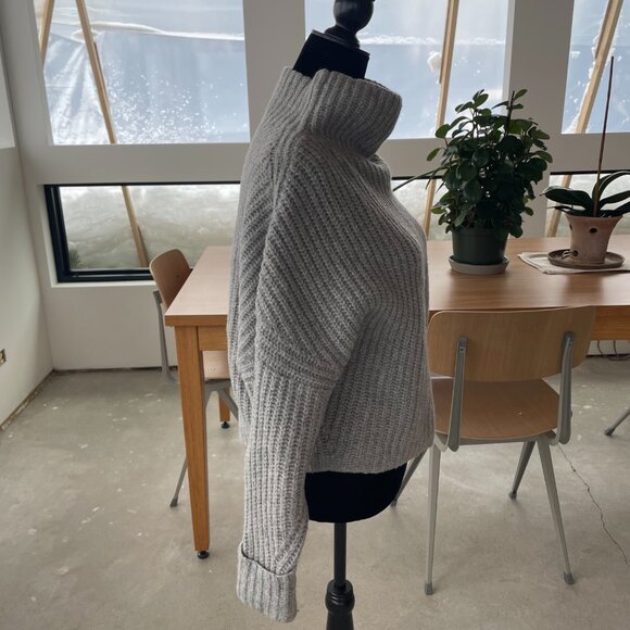 Anthropologie Maeve Athena Cowl Neck Sweater Cropped Gray Women's Ribbed Small - Picture 4 of 7